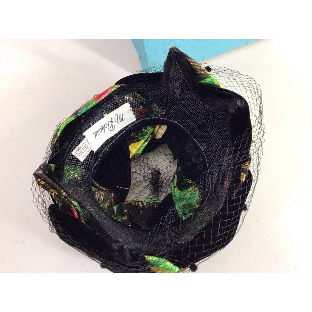 Vintage Mr. Richard Netted Pill Hat Velvet Trim Birks Box